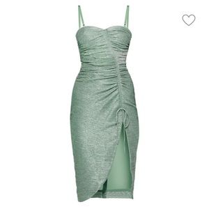 Jonathan Simkhai Roxanne Ruched Plisse Dress Jade Sz 6